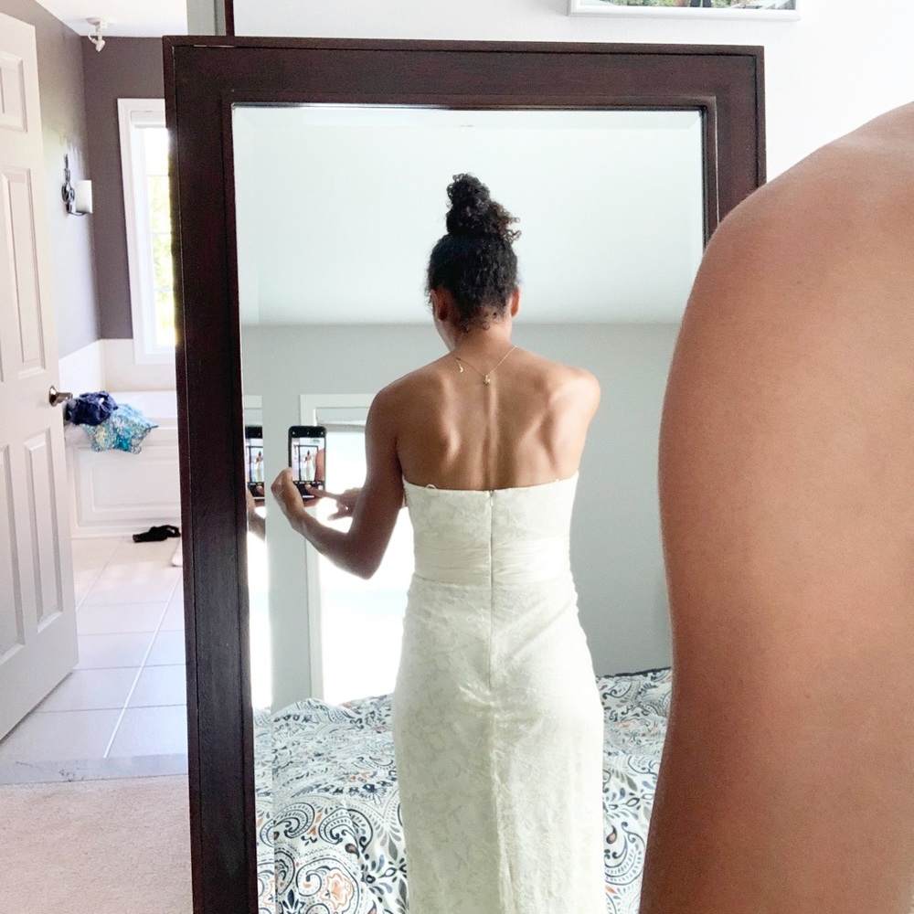 NWT Badgley Mischka Collection ivory lace strapless wedding dress 4 - Picture 2 of 11
